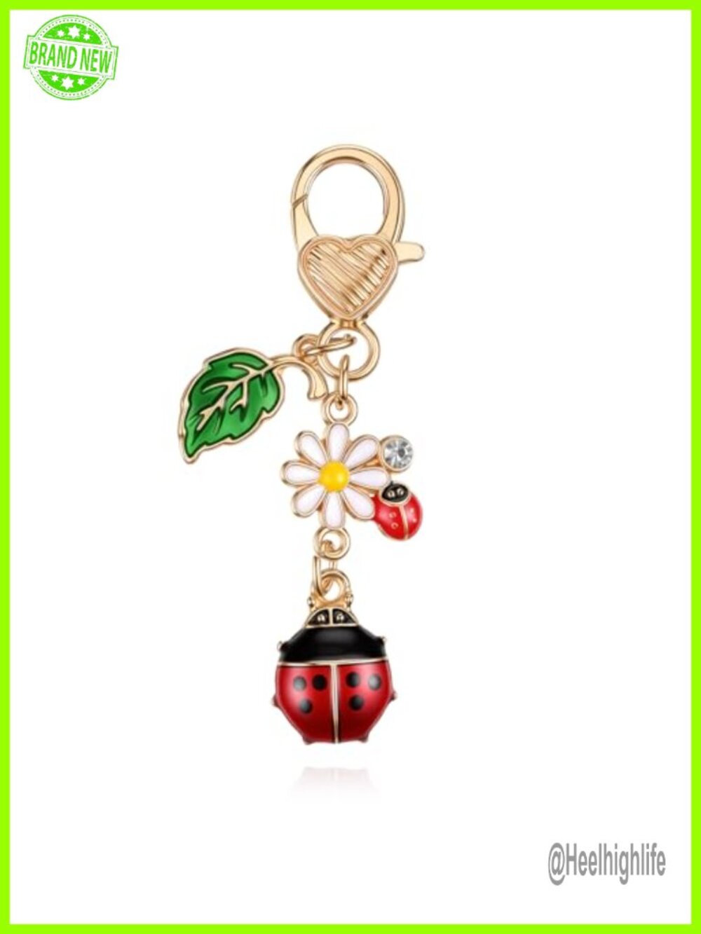 Ladybug Keychain Daisy Bag Charm Zinc Alloy Keyring Purse Accessory